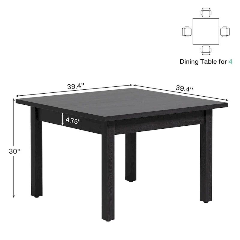 Table de conférence carrée de 100 cm avec pieds en bois massif pour salle de réunion