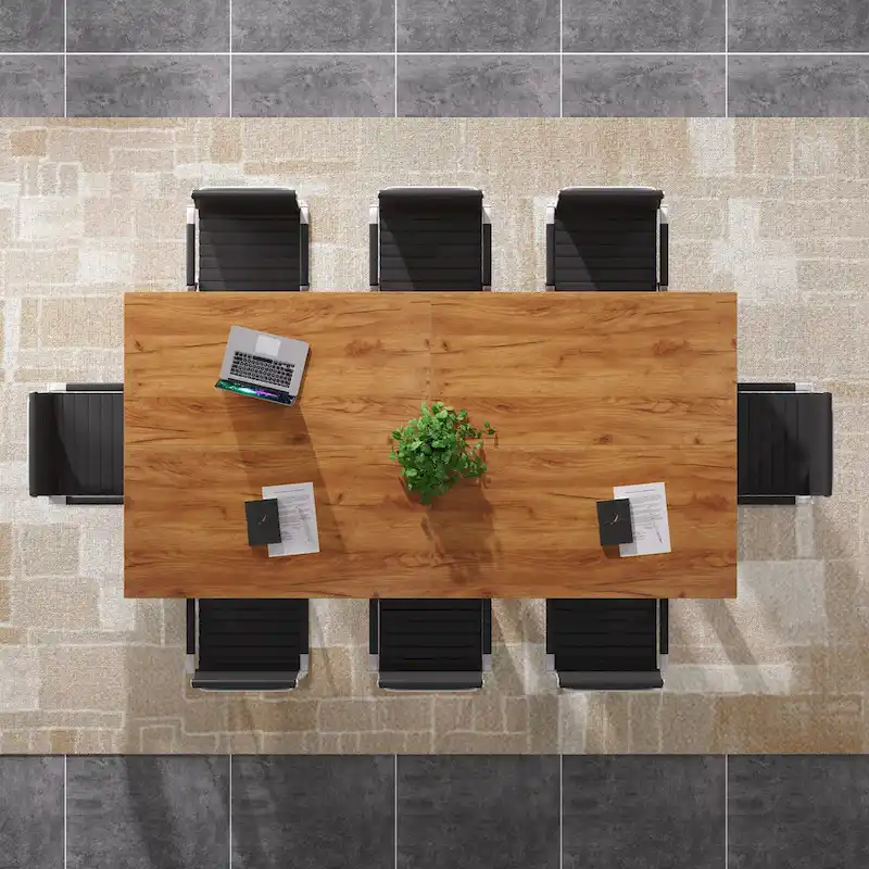 Table de conférence carrée de 100 cm avec pieds en bois massif pour salle de réunion