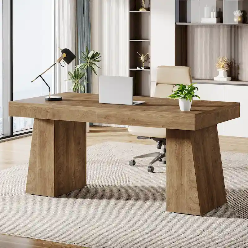 Bureau de direction moderne 55 pouces, bureau d'ordinateur en bois, poste de travail professionnel