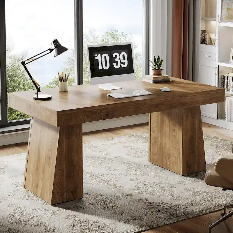 Bureau de direction moderne 55 pouces, bureau d'ordinateur en bois, poste de travail professionnel