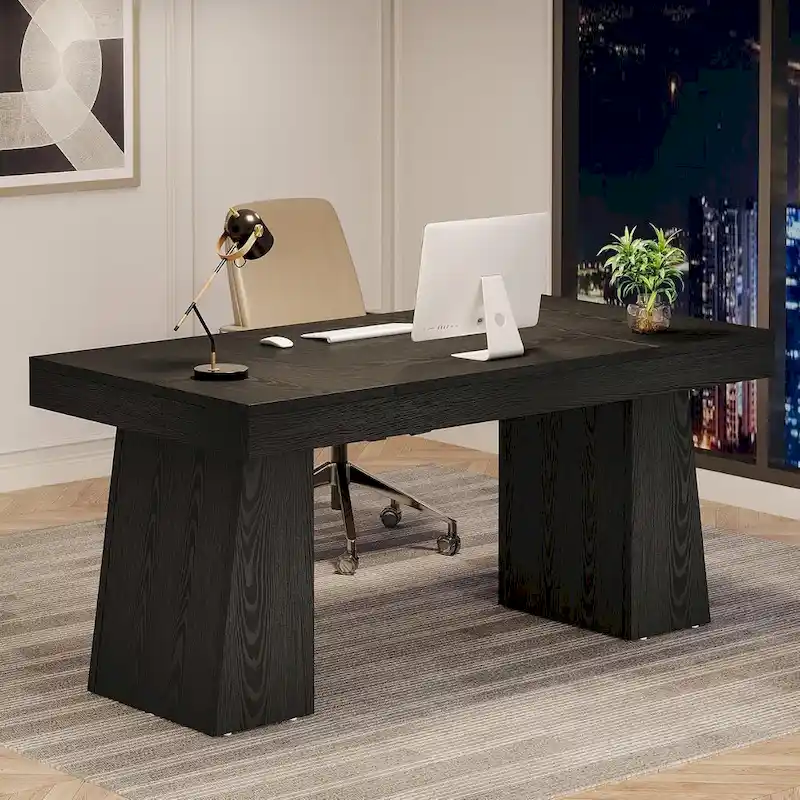 Bureau de direction moderne 55 pouces, bureau d'ordinateur en bois, poste de travail professionnel