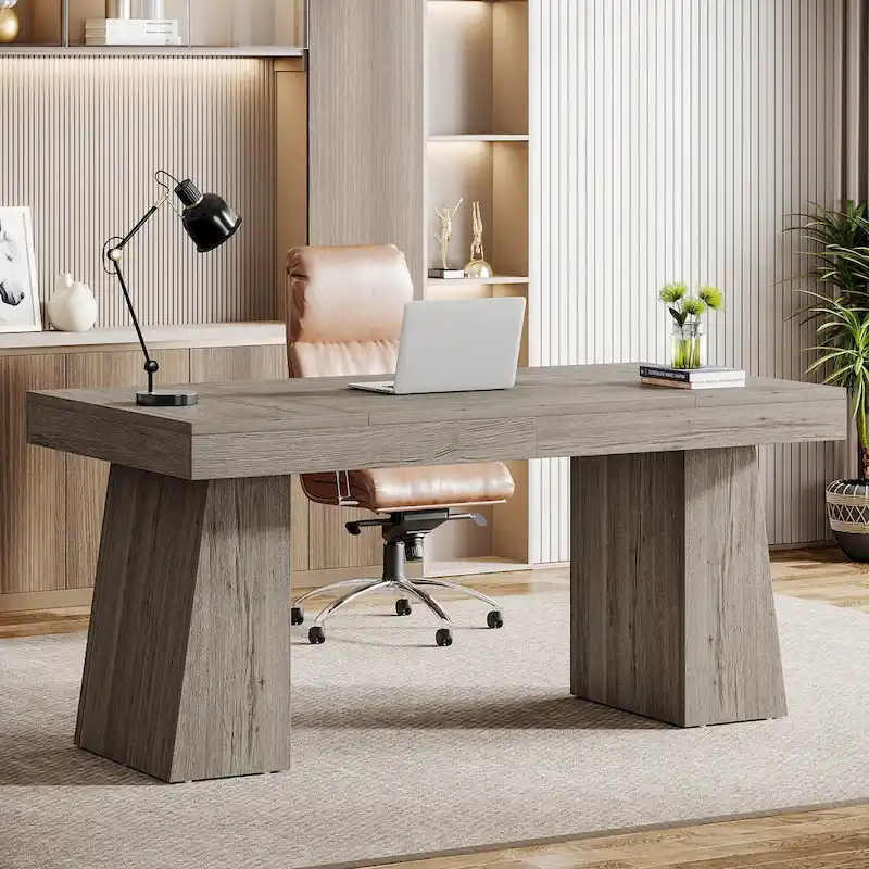 Bureau de direction moderne 55 pouces, bureau d'ordinateur en bois, poste de travail professionnel