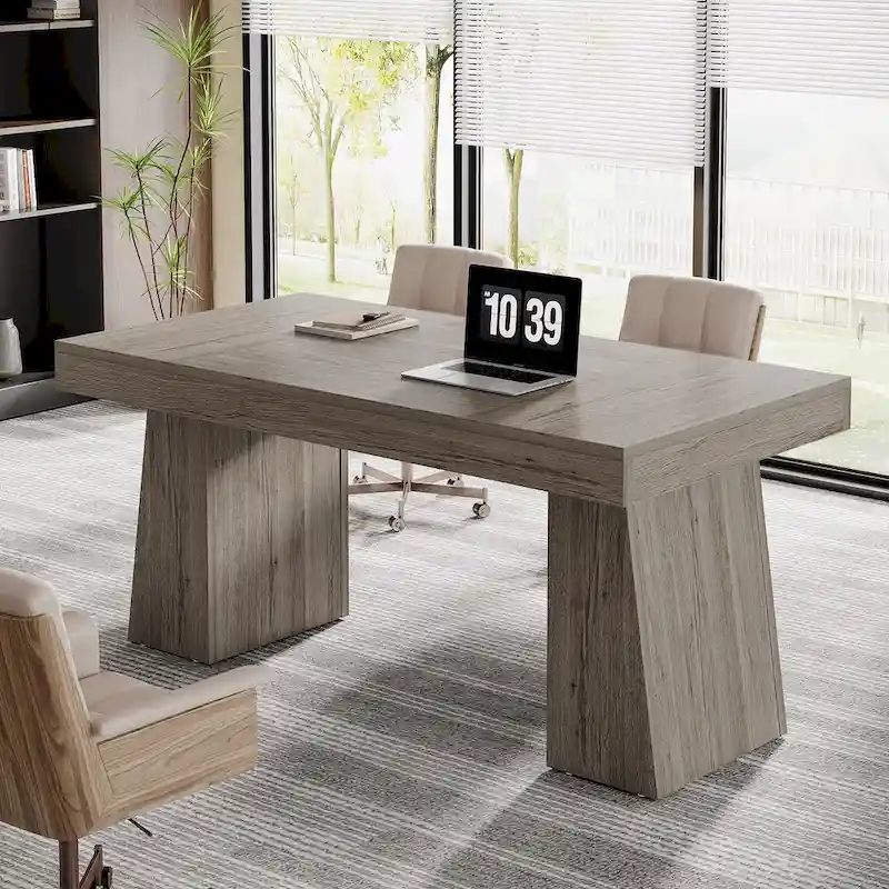 Bureau de direction moderne 55 pouces, bureau d'ordinateur en bois, poste de travail professionnel