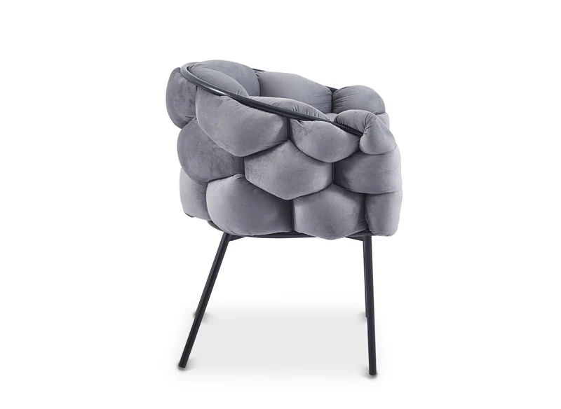 Lot de 2 chaises en velours gris pieds en métal noir CHARLOTTE