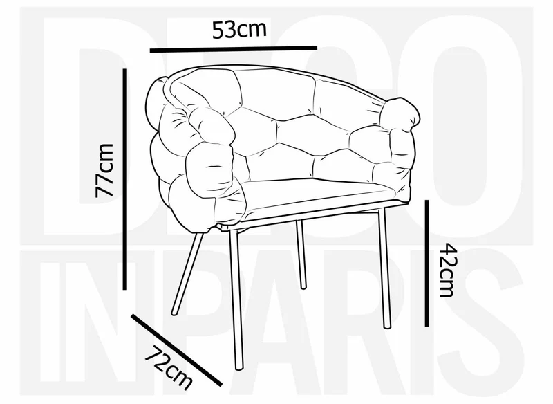 Lot de 2 chaises en velours gris pieds en métal noir CHARLOTTE