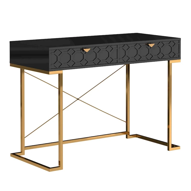 Bureau d'écriture brillant pour bureau à domicile avec tiroirs de rangement