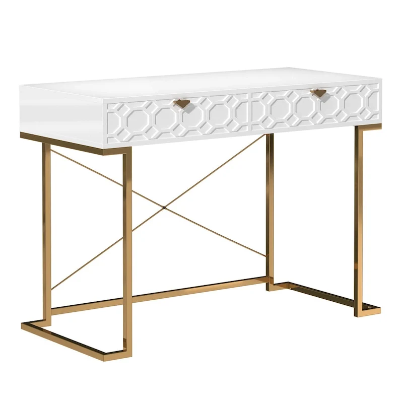 Bureau d'écriture brillant pour bureau à domicile avec tiroirs de rangement