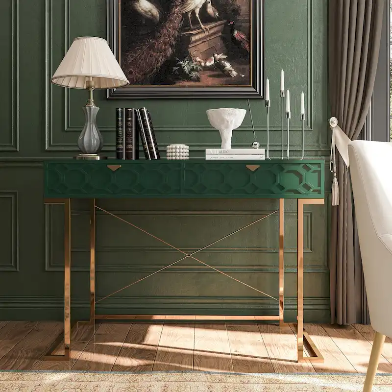 Bureau d'écriture brillant pour bureau à domicile avec tiroirs de rangement