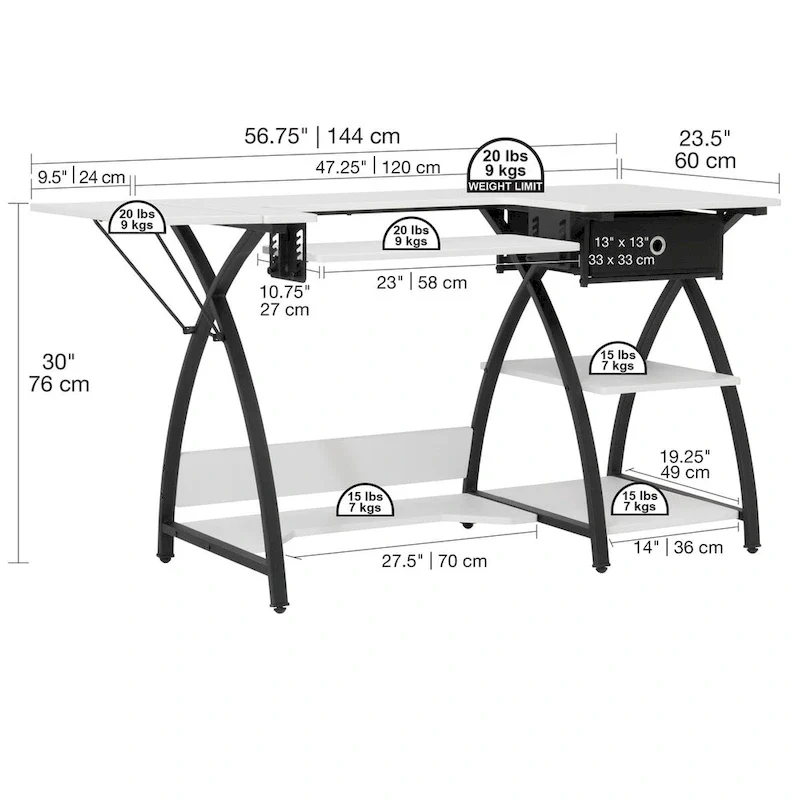 Table de couture avec ou sans grille de découpe intégrée