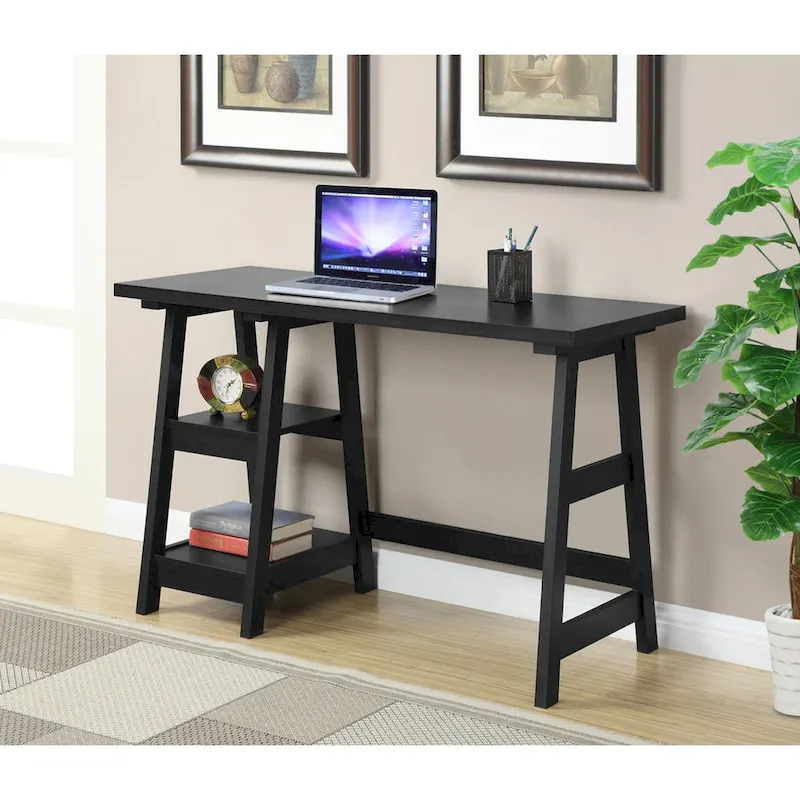 Bureau tréteau avec étagères