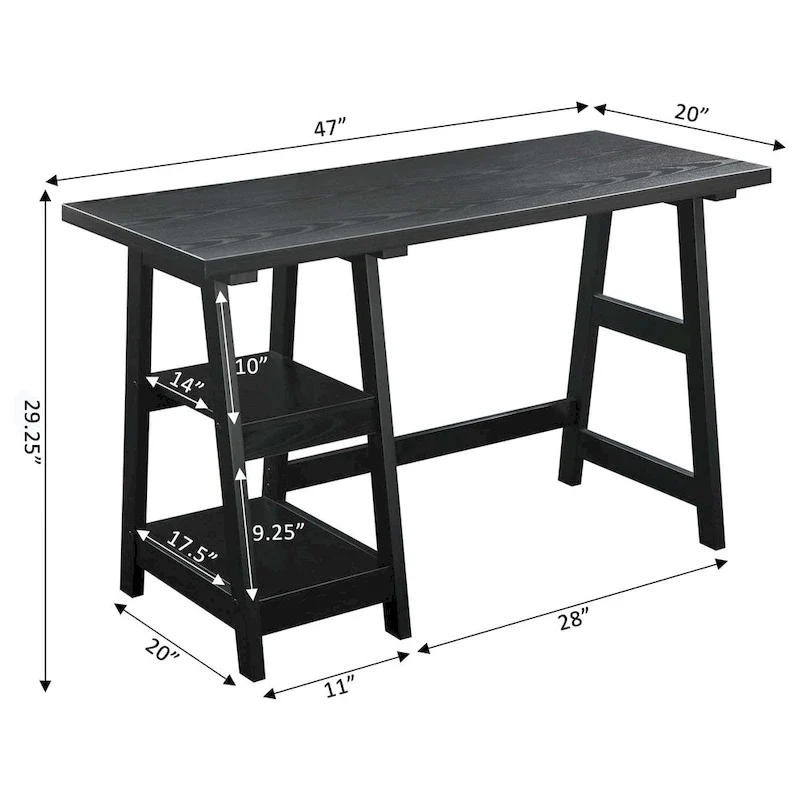 Bureau tréteau avec étagères