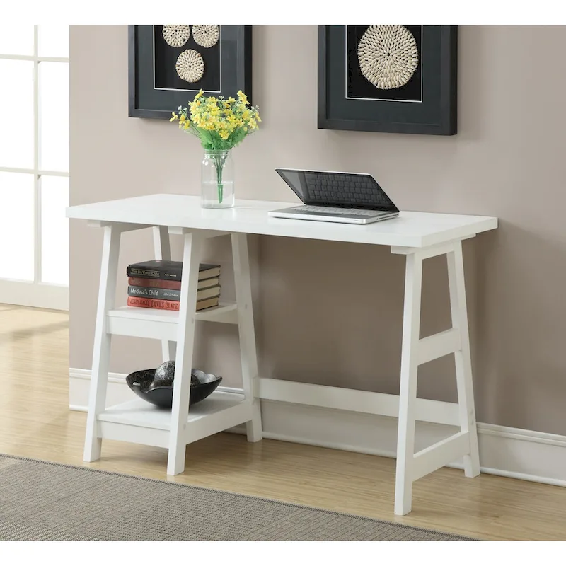 Bureau tréteau avec étagères