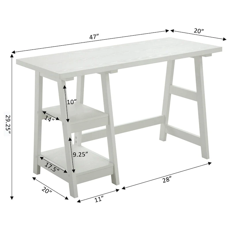 Bureau tréteau avec étagères