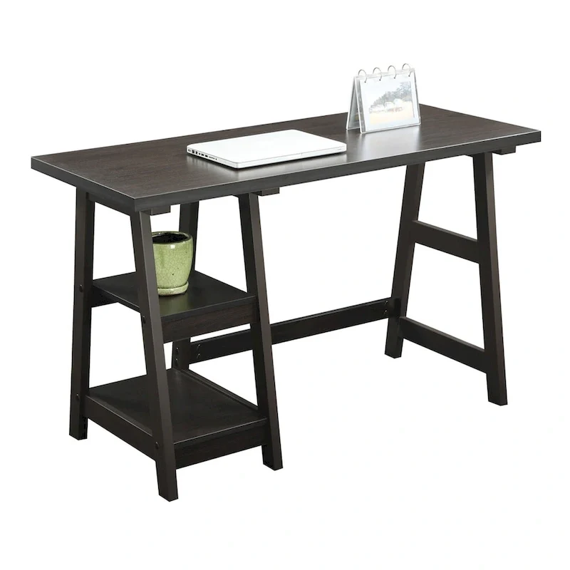 Bureau tréteau avec étagères