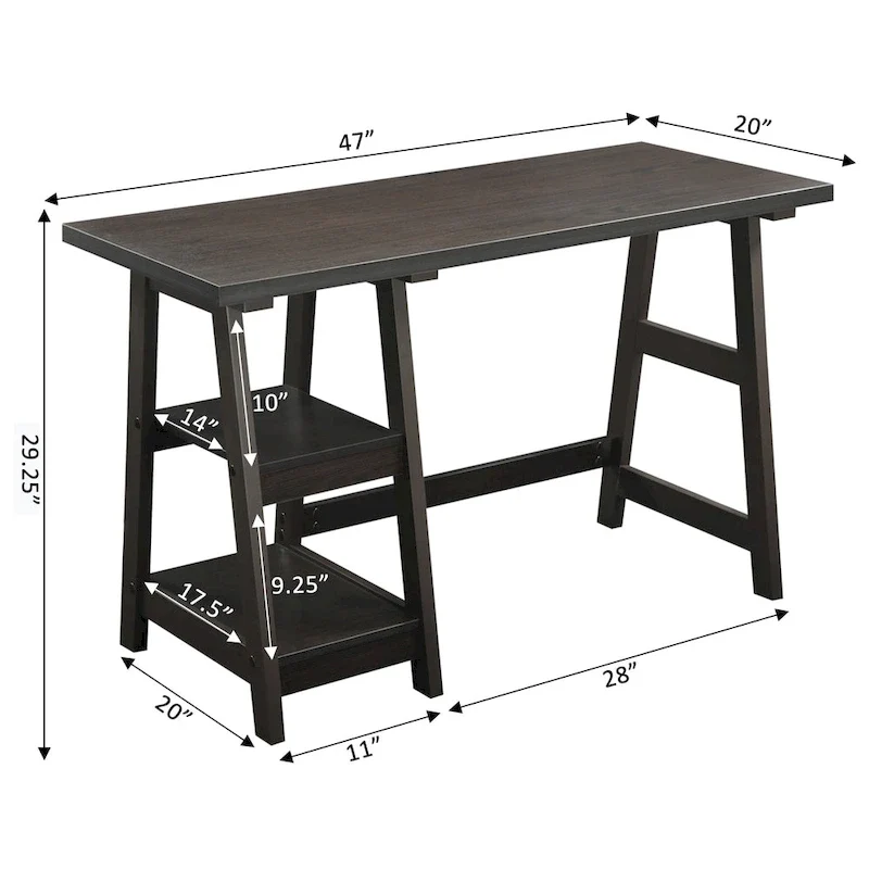 Bureau tréteau avec étagères
