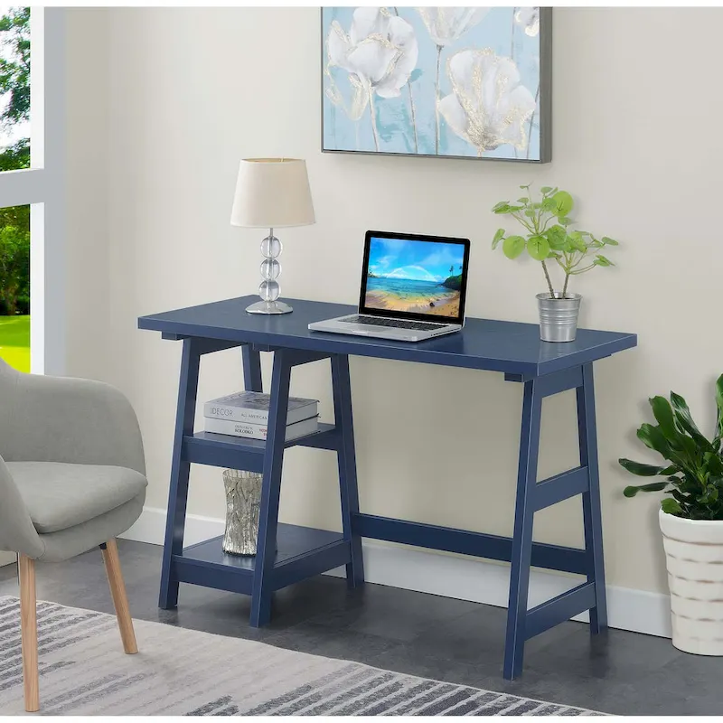 Bureau tréteau avec étagères