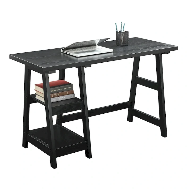 Bureau tréteau avec étagères