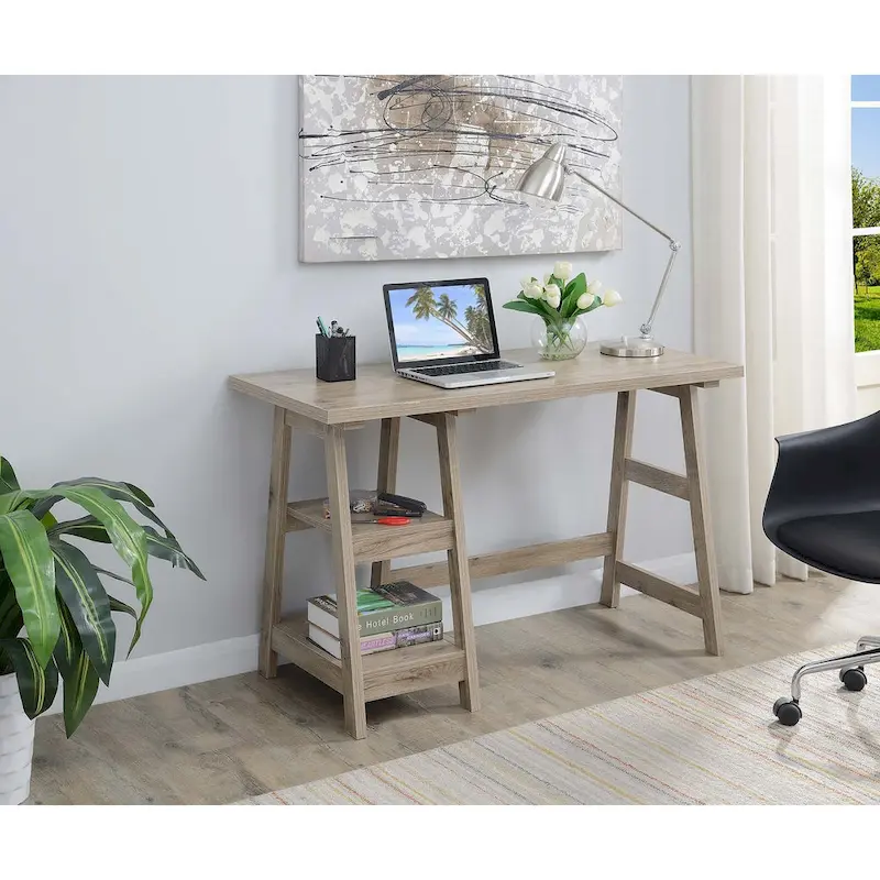 Bureau tréteau avec étagères