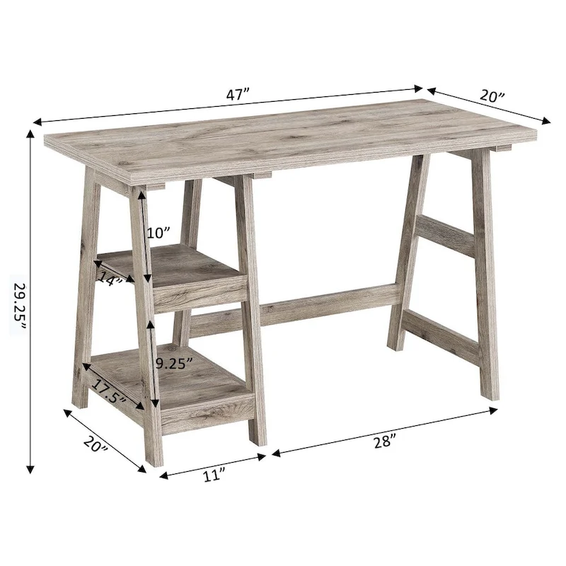 Bureau tréteau avec étagères