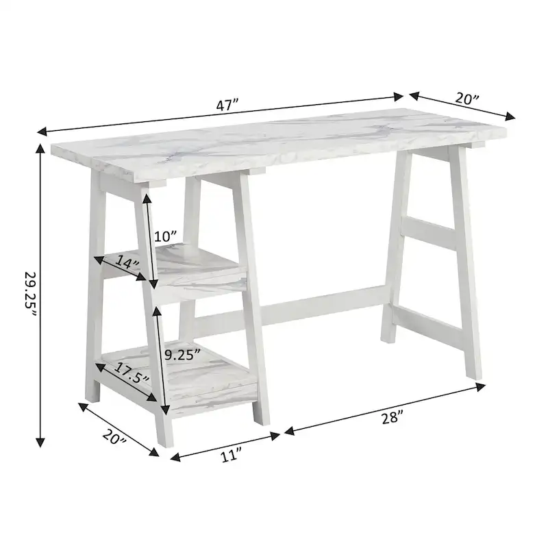 Bureau tréteau avec étagères