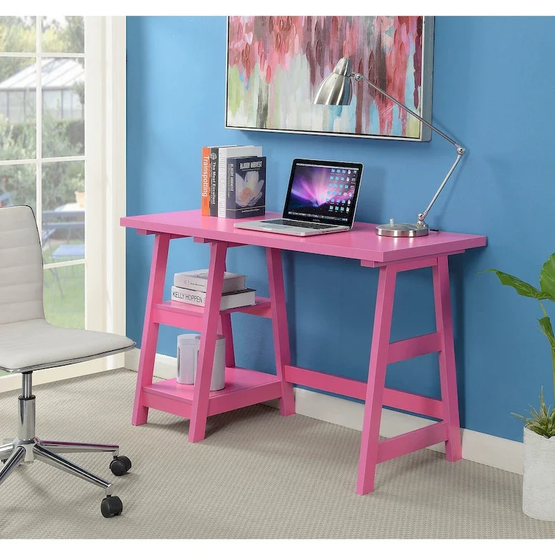 Bureau tréteau avec étagères