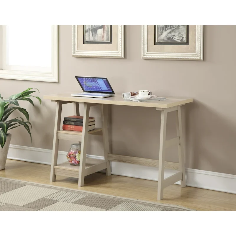 Bureau tréteau avec étagères