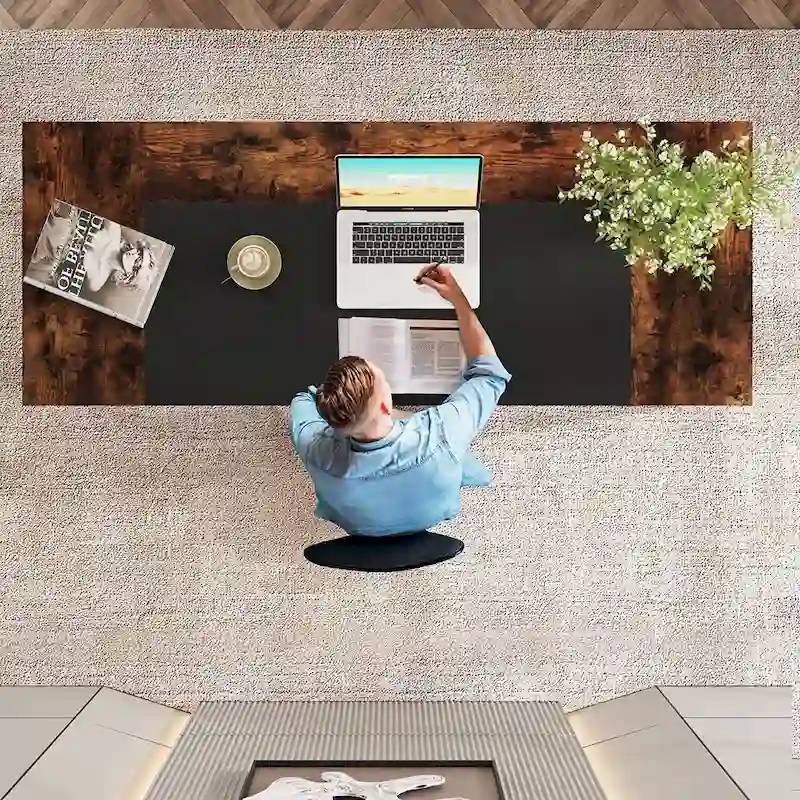 Bureau de Direction avec Étagère de Rangement, Poste de Travail Professionnel, Bureau d'Écriture pour la Salle du Patron