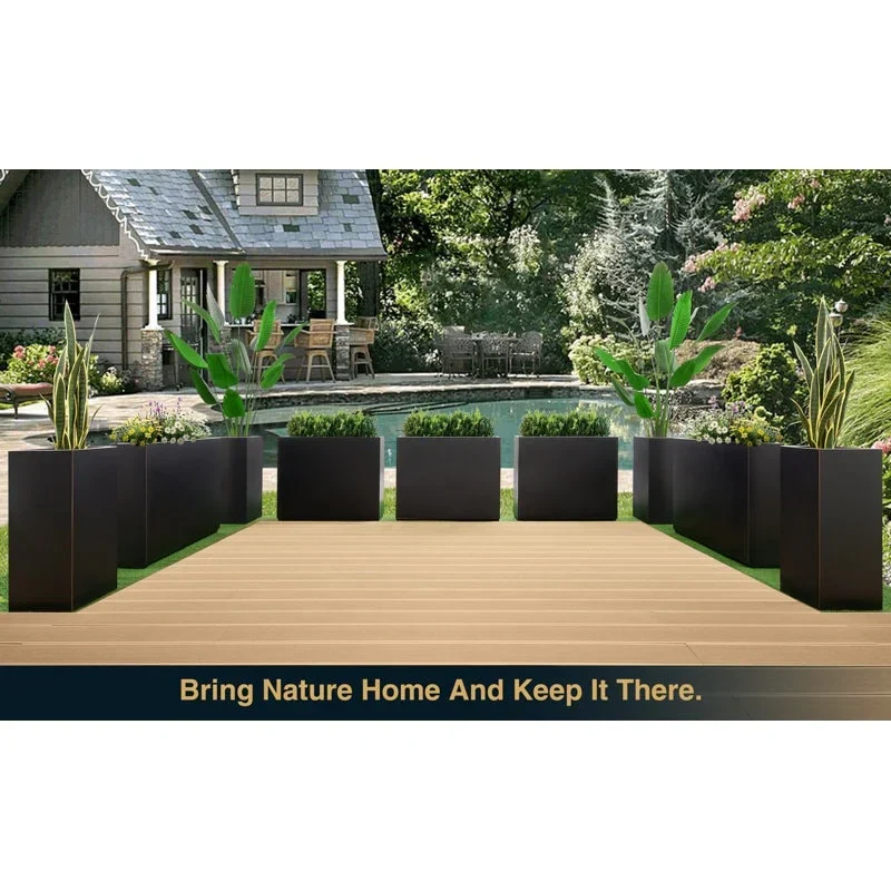 Jardinière Métallique Haute pour Plantes d'Extérieur, 38 po L x 10 po l x 30 po H, Longue et Haute Jardinière en Métal - 38x30x10