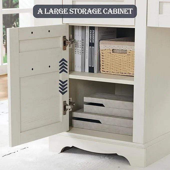 Bureau d'angle exécutif en forme de L 60 Farmhouse, bureau d'angle en bois, bureau d'ordinateur