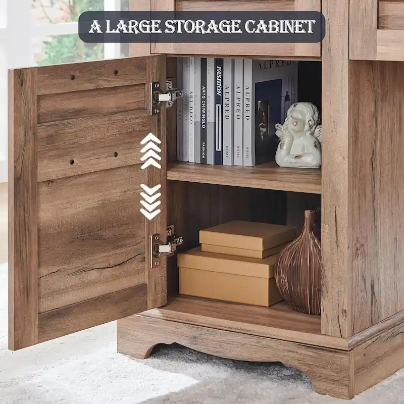 Bureau d'angle exécutif en forme de L 60 Farmhouse, bureau d'angle en bois, bureau d'ordinateur
