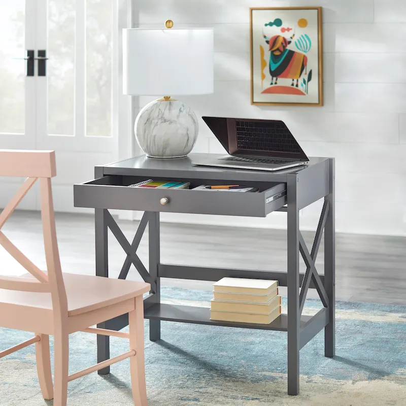 Bureau en bois de style ferme avec cadre en X