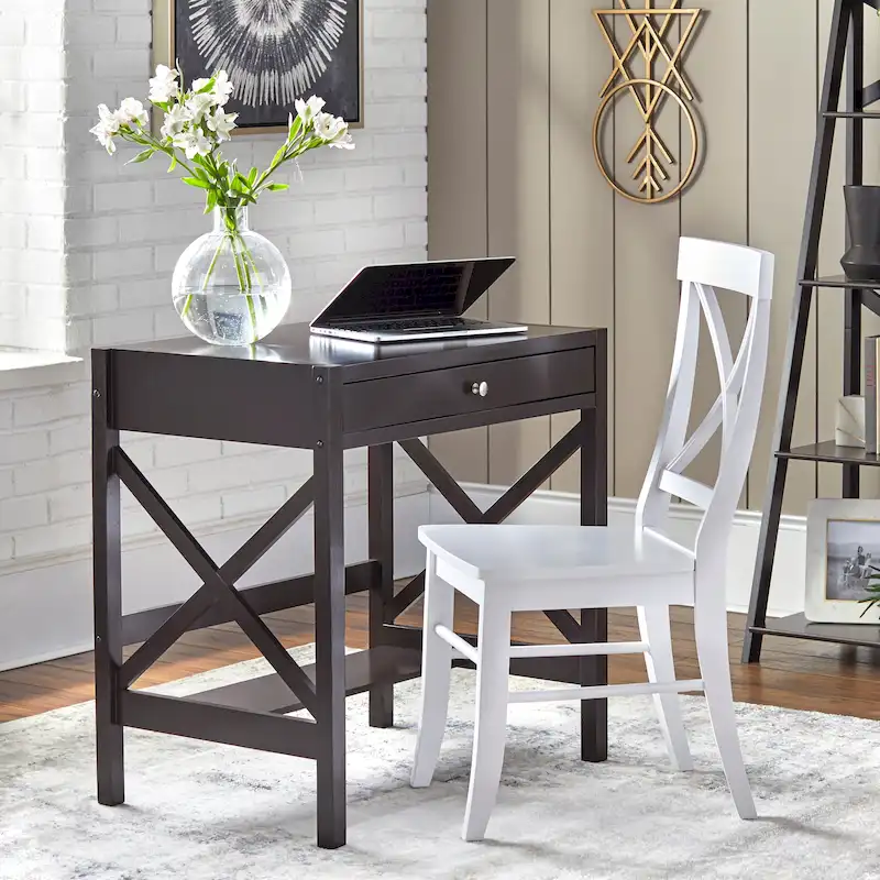 Bureau en bois de style ferme avec cadre en X