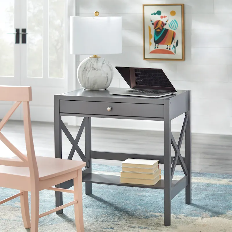 Bureau en bois de style ferme avec cadre en X