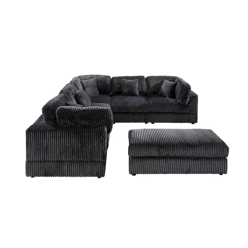 Canapé sectionnel modulaire en velours côtelé 6 pièces surdimensionné en forme de L, combinaison DIY