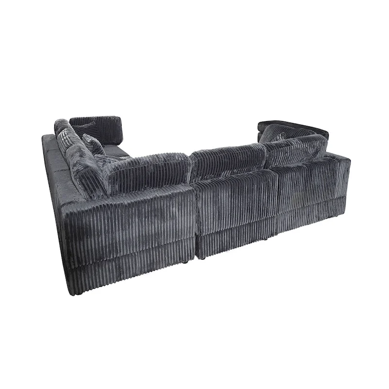 Canapé sectionnel modulaire en velours côtelé 6 pièces surdimensionné en forme de L, combinaison DIY