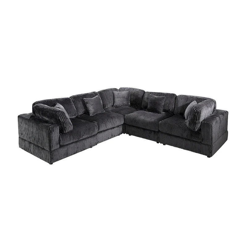 Canapé sectionnel modulaire en velours côtelé 6 pièces surdimensionné en forme de L, combinaison DIY
