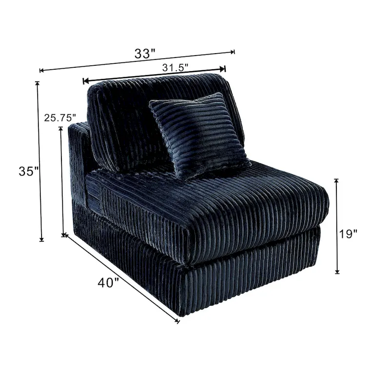 Canapé sectionnel modulaire en velours côtelé 6 pièces surdimensionné en forme de L, combinaison DIY