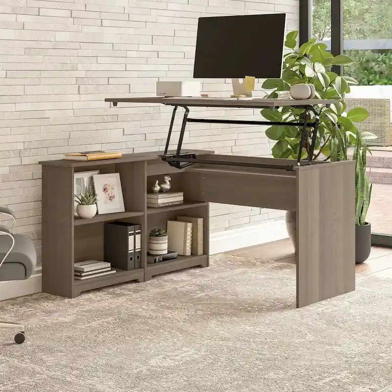 Bureau d'angle debout 52W avec étagères