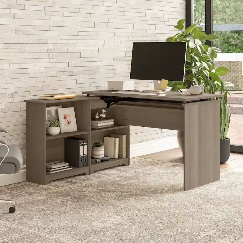 Bureau d'angle debout 52W avec étagères