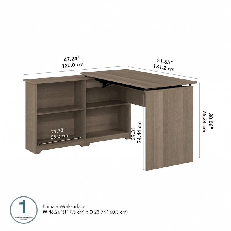 Bureau d'angle debout 52W avec étagères