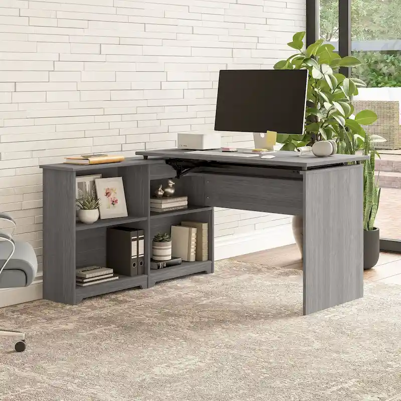 Bureau d'angle debout 52W avec étagères