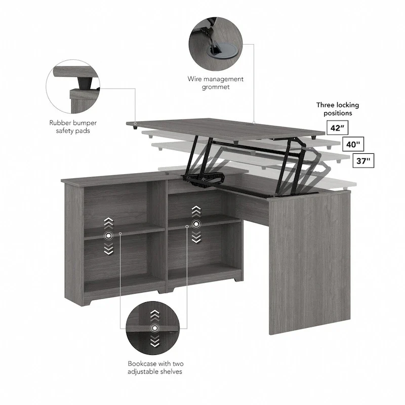Bureau d'angle debout 52W avec étagères