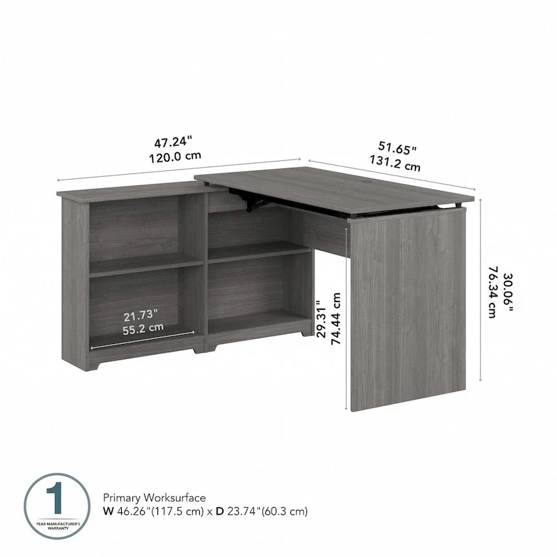 Bureau d'angle debout 52W avec étagères