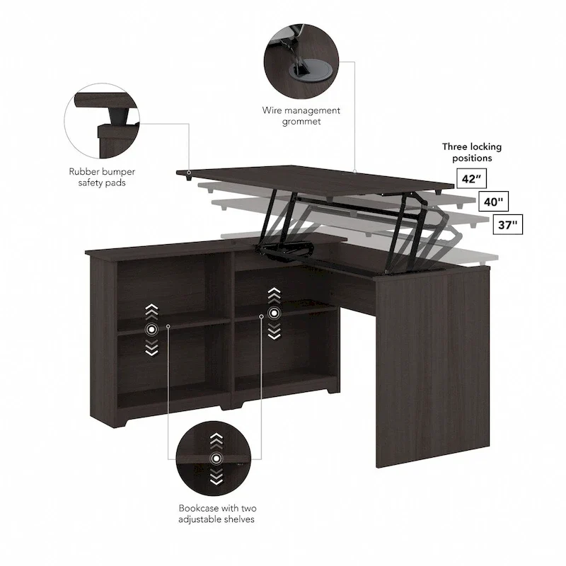 Bureau d'angle debout 52W avec étagères