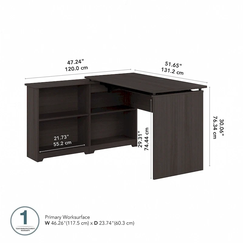 Bureau d'angle debout 52W avec étagères