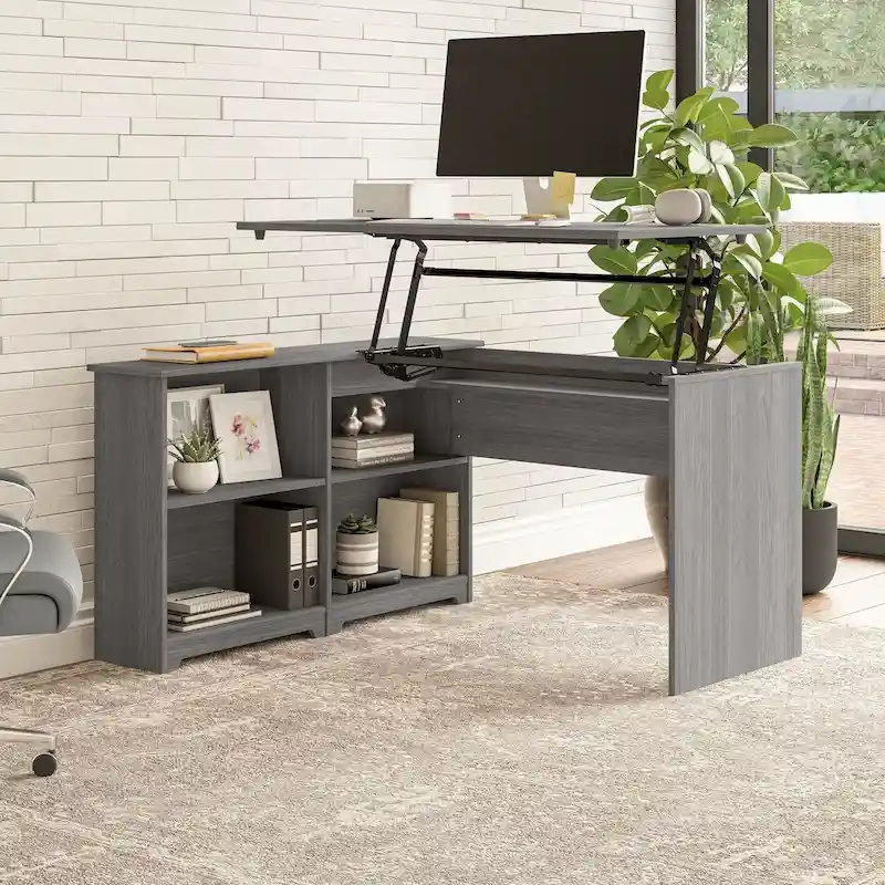 Bureau d'angle debout 52W avec étagères