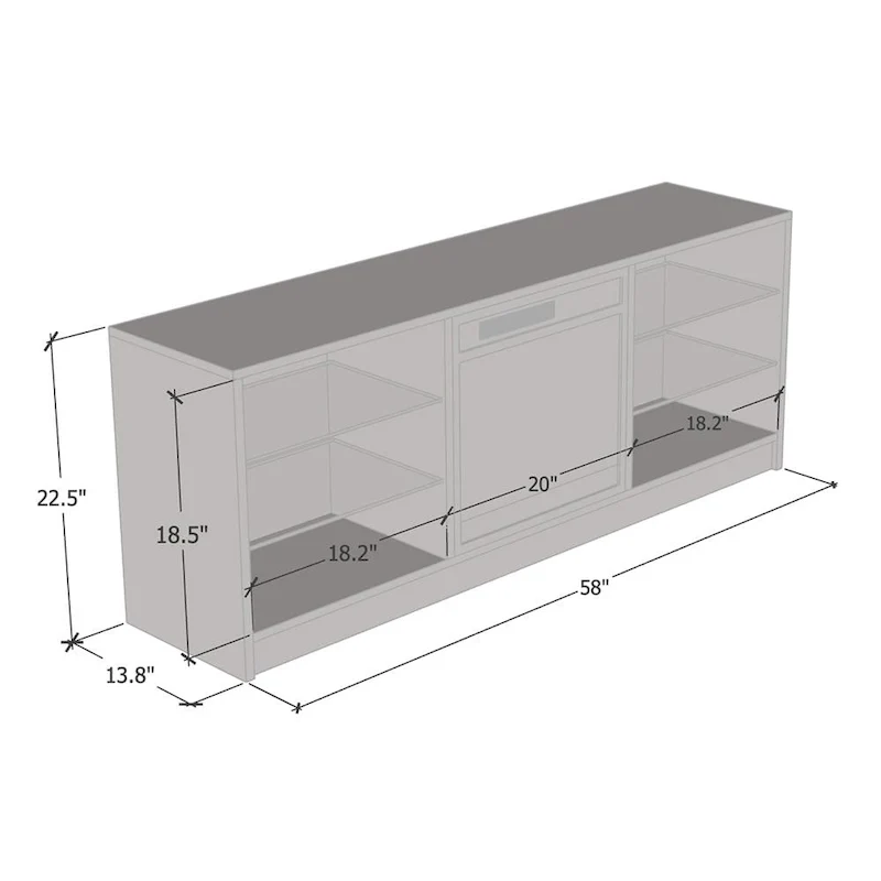 Meuble TV moderne 58 pouces avec foyer électrique