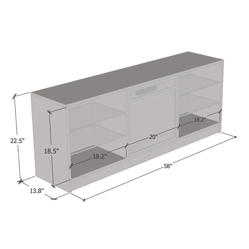 Meuble TV moderne 58 pouces avec foyer électrique