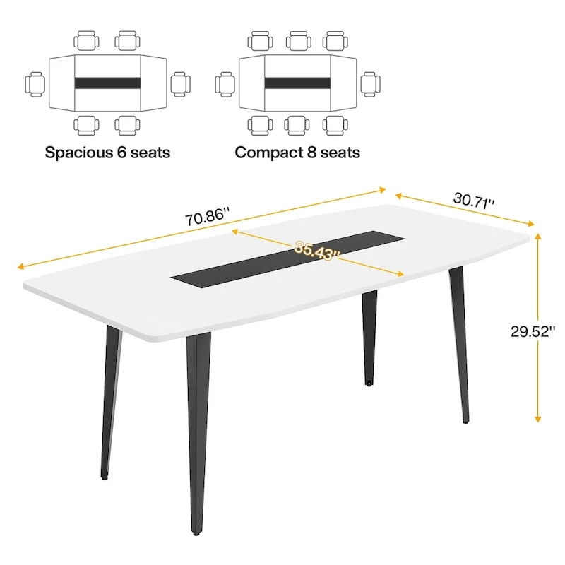 Table de conférence de 6 pieds, Table de réunion en forme de bateau