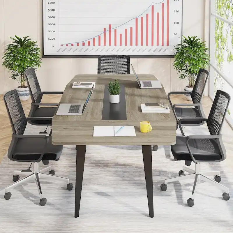 Table de conférence de 6 pieds, Table de réunion en forme de bateau